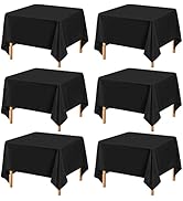 6 Pack Square Tablecloth 52 x 52 Inch Black Square Table Cloth,Stain and Wrinkle Resistant Washab...