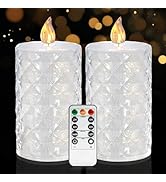 Homemory Flameless Candles with Timer, 2 Pcs Remote LED Pillar Candles Battery Operated, Flickeri...