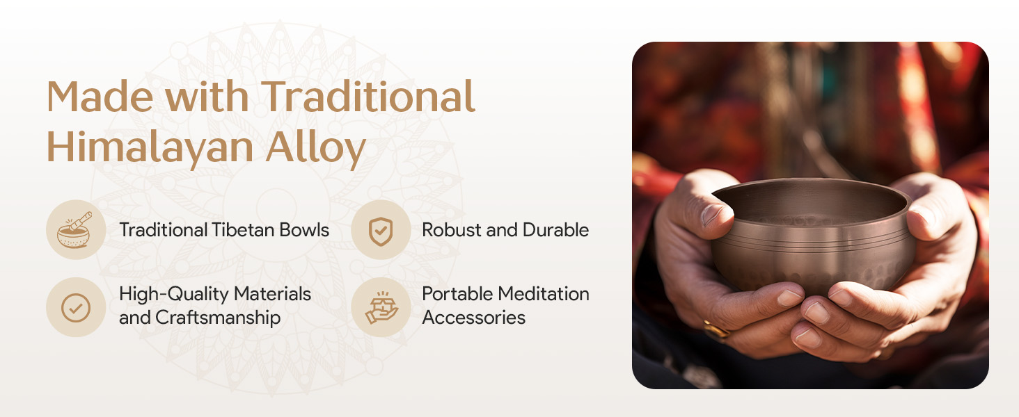 Portable Tibetan meditation bowl accessory with robust build