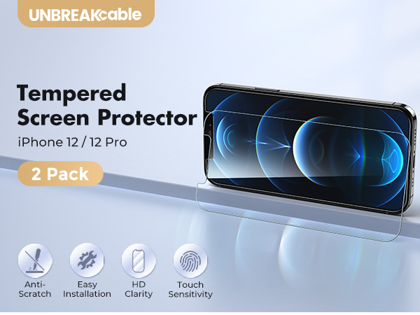 hatterproof Tempered Glass Screen Protector for iPhone 12