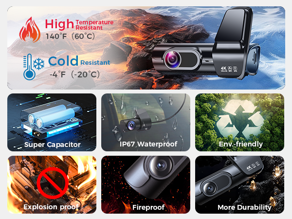 dash cam front and rear with Super capacitor