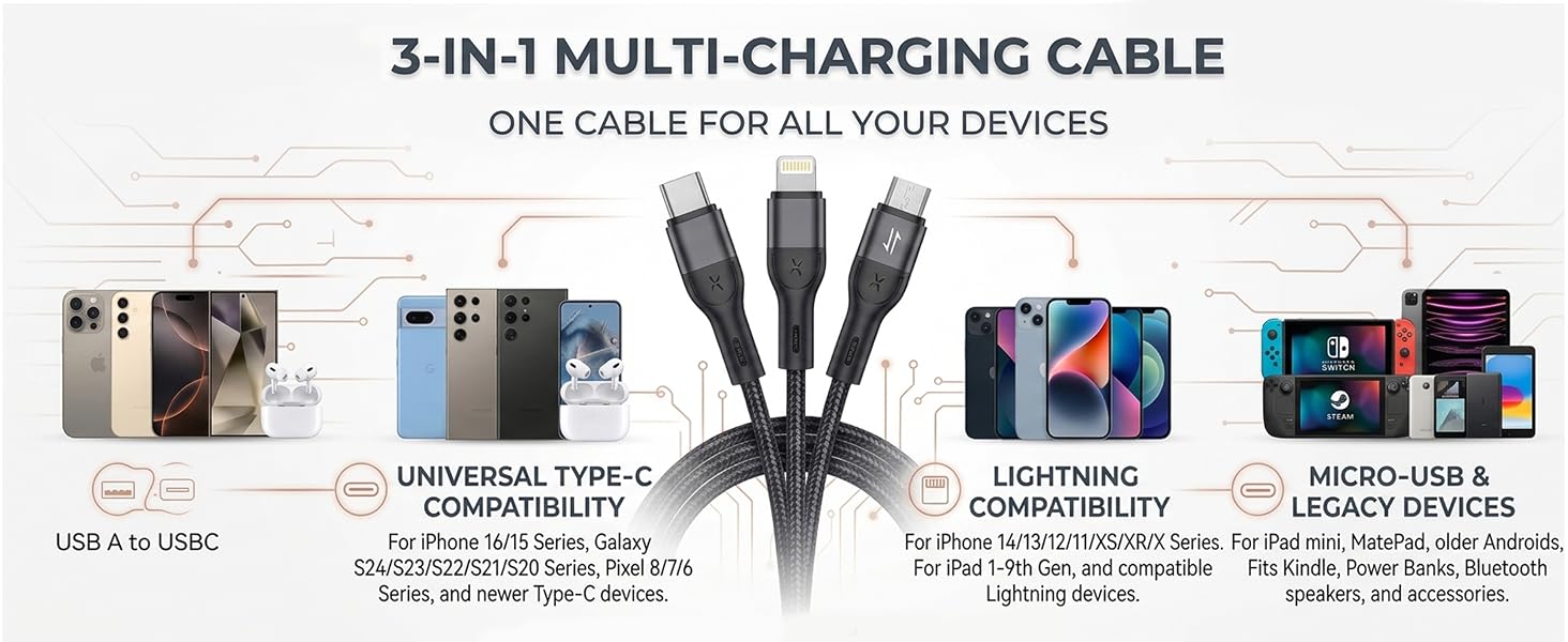 charging cables for multiple devices