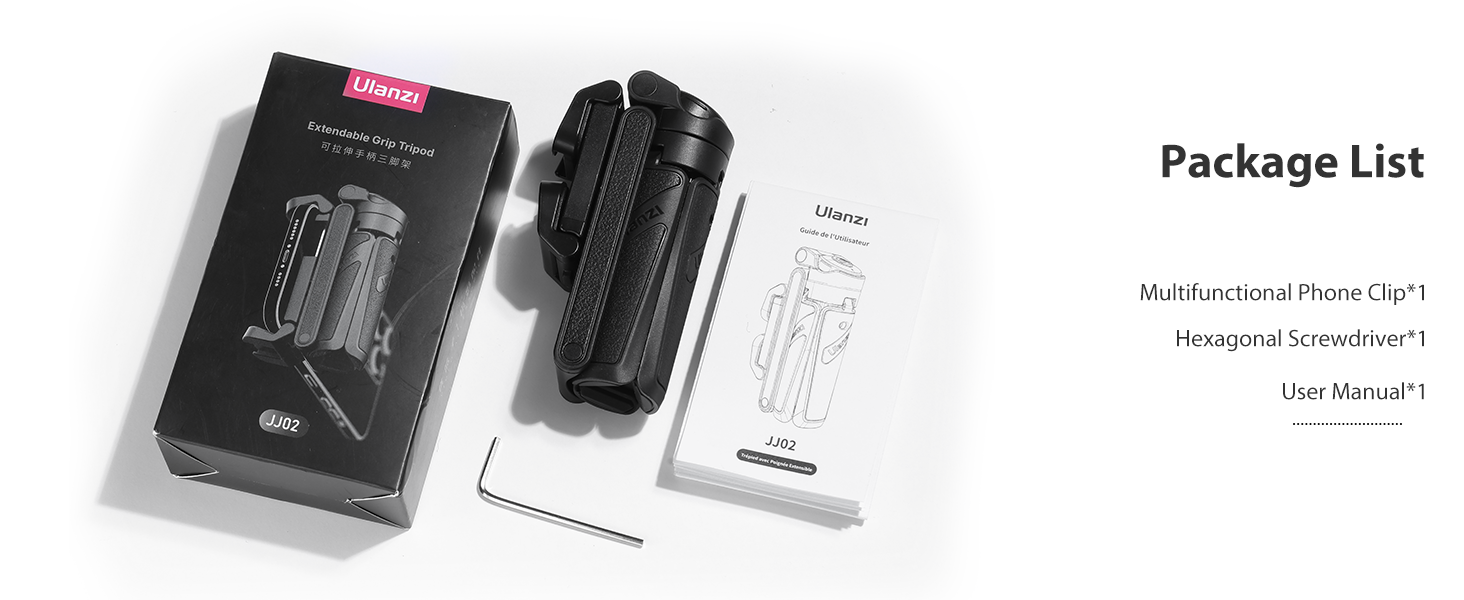 ULANZI JJ02 Selfie Stick Tripod, Extendable Grip Phone Tripod with Detachable Remote 