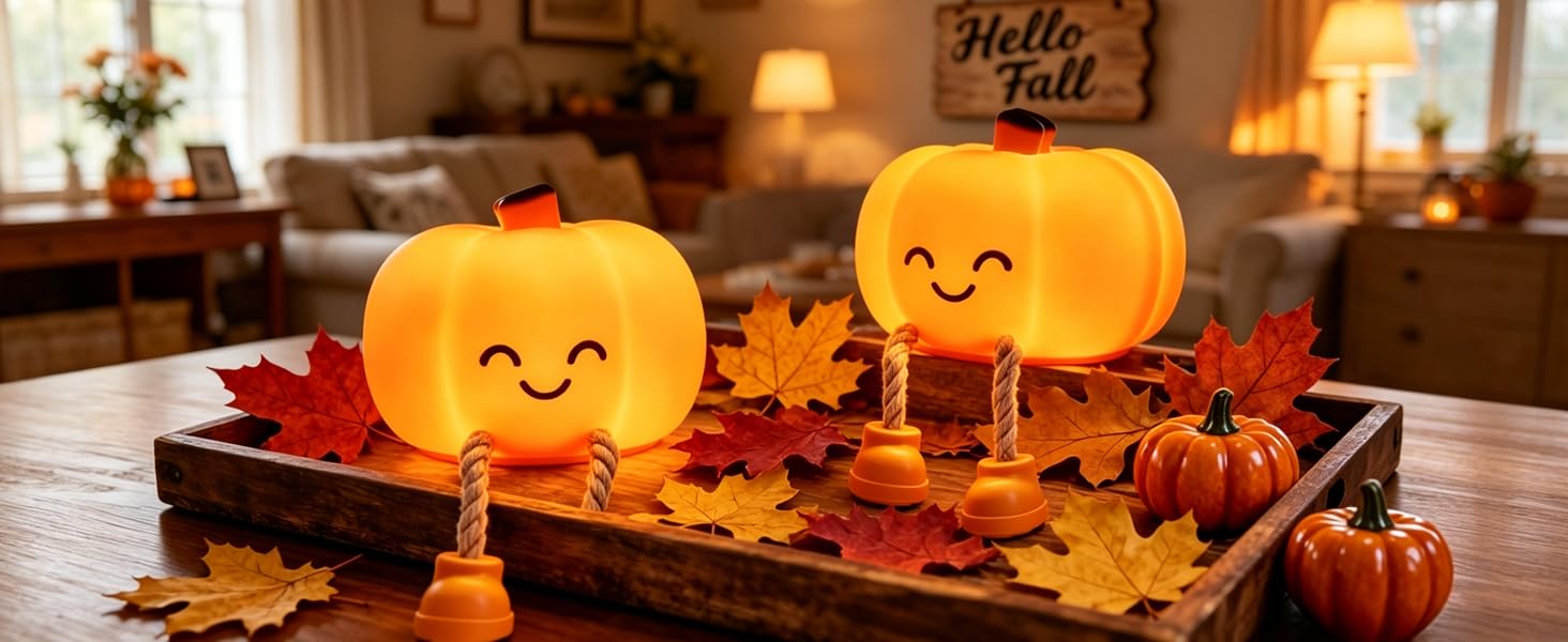 Pumpkin Night Lights as Fall Holiday Decorations