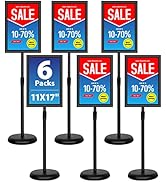VAIIGO 6Packs 11x17 Inch Adjustable Pedestal Poster Sign Stand, Heavy Duty Floor Standing Sign Ho...