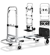 3 in 1 Convertible Hand Truck Dolly, 600Lbs Heavy Duty Folding Hand Truck Dolly Cart with Wheels,...