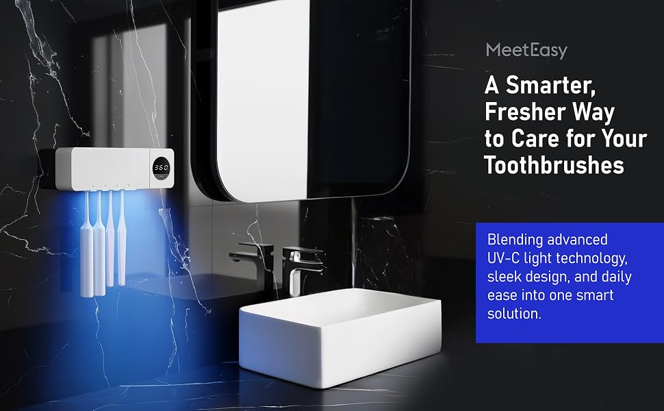 UV toothbrush sanitizer holder with LED light bathroom wall mount sterilizer