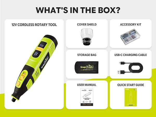SnapFresh 12V Cordless Rotary Tool Kit
