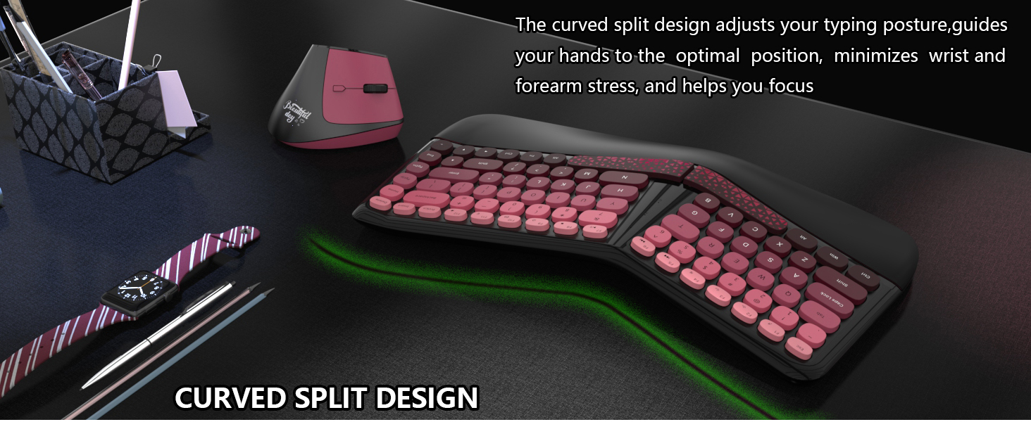 Ergonomic Wireless Keyboard and Mouse