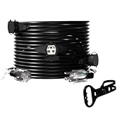 CXIYUA Black 25FT 16 Gauge SJTW Multi Indoor/Outdoor Power Extension Cord, Multiple Evenly Spaced...