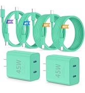 QZIIW iPhone 16 15 Pro Max Charger Fast Charging,45W Dual Port USB C Fast Charger Block [2-Pack] ...