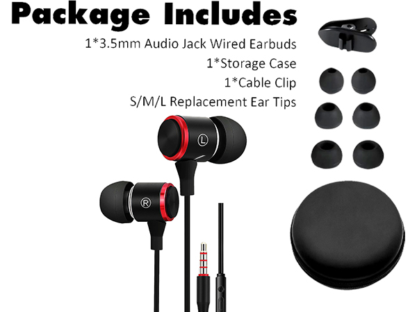 Wired Earbuds with Case for MacBook Air Laptop,3.5 mm Audio Jack Corded Headphones for Chromebook