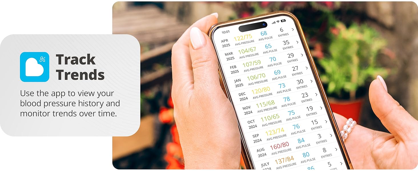 young woman holding phone viewing balance health app measurement record history