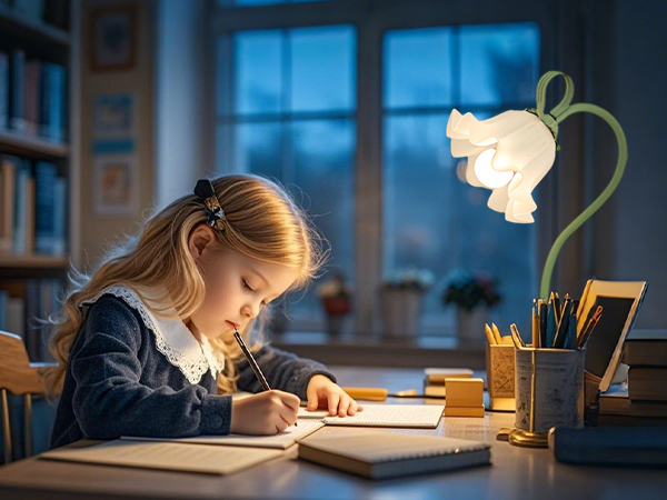 This flower table lamp has a sturdy clip that easily attaches to tables nightstands and other places