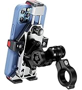 BRCOVAN Motorcycle Phone Mount with Vibration Dampener, Solid Aluminum Alloy, Anti-Theft Motorcyc...