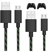 TALK WORKS Controller Charger Cord for Xbox One - 2 Pack 10 ft Nylon Braided Micro USB Charging C...
