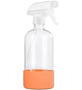 HOMBYS 16 Oz Clear Glass Spray Bottles with Silicone Sleeve,Empty Boston Bottle Spray Bottle with...