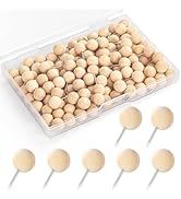 GOOLADA 120Pcs Ball Wooden Push Pins, Wood Pins and Tacks, Decorative Cork Board Pins, Cute Thumb...