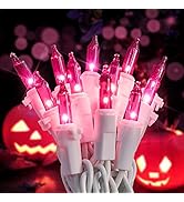 Hopolon 2PACK 50-Count Purple Lights with White Wire,13ft Halloween Mini String Lights for Holida...