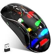 memzuoix 2.4G LED Wireless Mouse, Rechargeable Ergonomic Mouse with Detachable Cover, 1200 DPI Po...