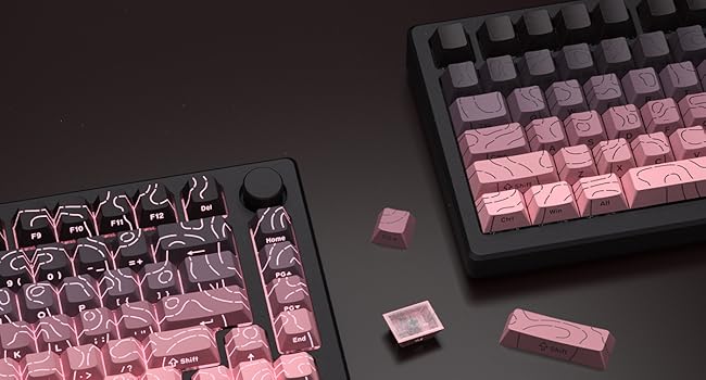 PBT keycaps,Topographic keycaps 60 75 Percent,Lines Backlit,Shine Through,Side Print,Cherry Profile