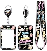 Black Cute ID Badge Holder Lanyard for ID Badges for Teachers Books Keychain Retractable Badge Ho...