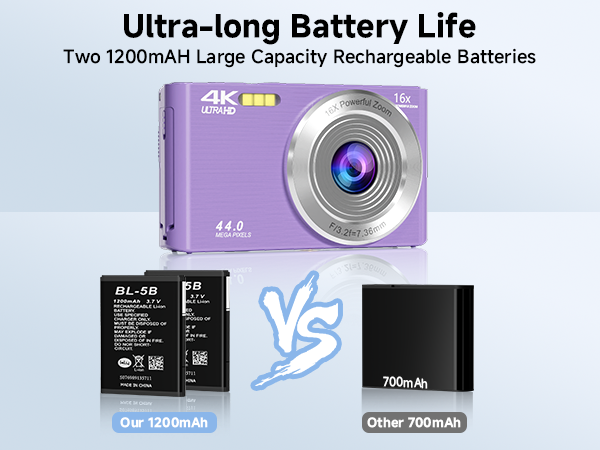 Ultra-long Battery Life,Digital cameras have two replaceable batteries,fhd digital camera