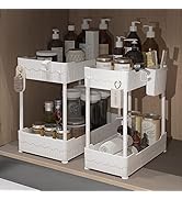 Sevenblue 2 Pack Under Sink Organizers and Storage,Under Bathroom Cabinet Organizer with Hooks Ha...