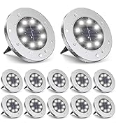 ZGWJ Solar Ground Lights, 12 Packs 8 LED Solar Garden Lamp Waterproof In-Ground Outdoor Landscape...