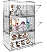 POLRAI 3 Pack Clear Acrylic Display Boxes Stackable 3 Tiers Display Cases for Figures Detachable ...