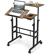 Tangkula Mobile Standing Desk Stand Up Desk, Height Adjustable Home Office Desk with Standing &amp; S...