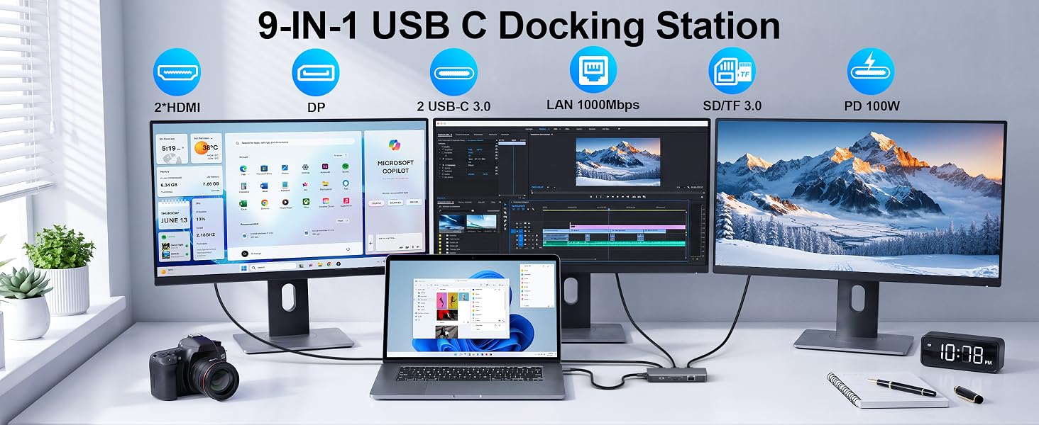 9 in 1 USB C Docking Station