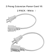 1FT Short 2 Prong Power Extension Cord White, US Male/Female Power Cable for NEMA 5-15P to NEMA 5...