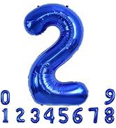 TONIFUL 40 Inch Navy Blue Number 2 Balloon Foil Mylar Large Size Dark Blue Digital Two Balloon fo...