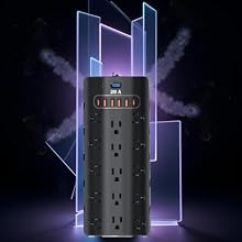  Heavy duty power strip with surge protector 4000J, 1875W extension cord with USB ports