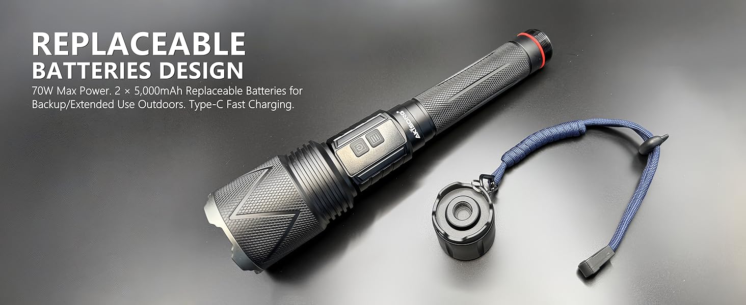 Bright Flashlight Detachable Dual Batteries, Convenient Replacement for Extended Outdoor Adventures.