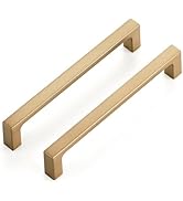 Ravinte 10 Pack Solid 5 Inch Square Cabinet Handles Champagne Bronze Cabinet Pulls Drawer Pulls K...