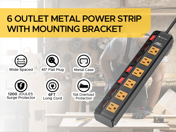 power strip with individual switches, surge protector power strip