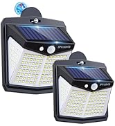 LIFENGSOLER 2Pack 128LED Magnetic Solar Lights Outdoor, Bright Motion Sensor Outdoor Lights with ...
