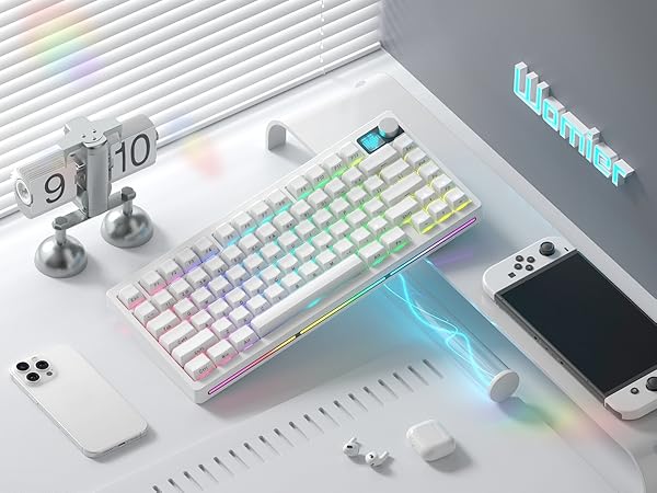 75% Wireless Mechanical Gaming Keyboard with Knob &amp;amp; Display, Thocky Creamy Keyboard