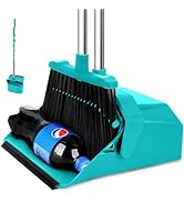 Tiumso Upgrade Broom with Dustpan Combo Set, Broom and Dustpan Set with 51'' Long Handle, Large U...