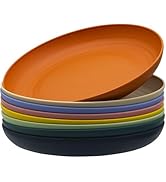 MKYHBOO Deep Dinner Plates Set, 10in Unbreakable Wheat Straw Plates, 8pcs Lightweight Dinner Dish...