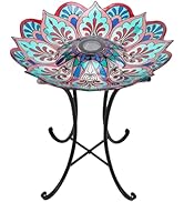 DREAM GARDEN Glass Bird Baths, Outdoor Large Birdbaths, Flower