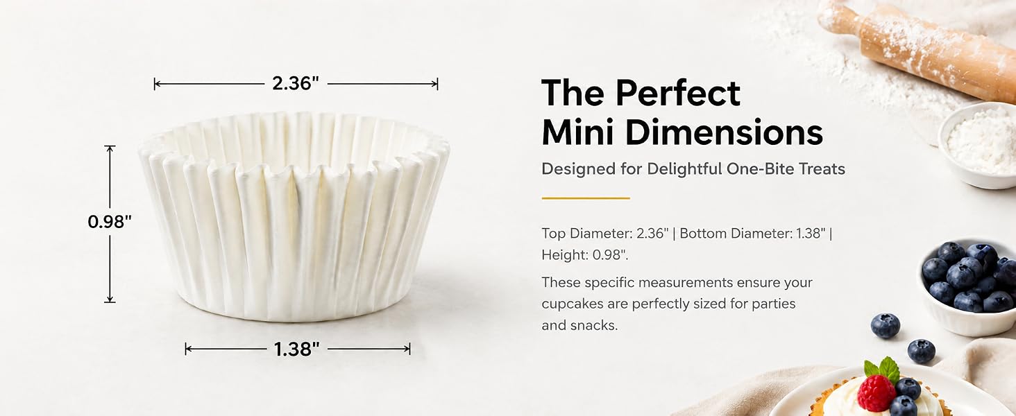 White Mini Cupcake Liners