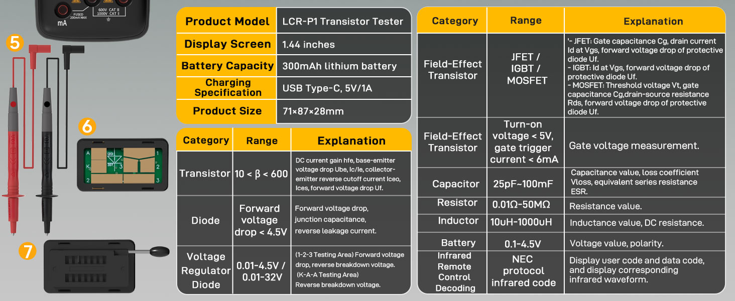 Multimeter With Transistor Tester