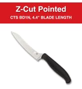 Spyderco Z-Cut Kitchen Knife with 4.4" Pointed Tip CTS BD1N Stainless Steel Blade and Durable Bla...