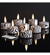 Eywamage Zebras Animal Pattern Flameless Tealights with Remote Batteries, Flickering LED Tea Voti...