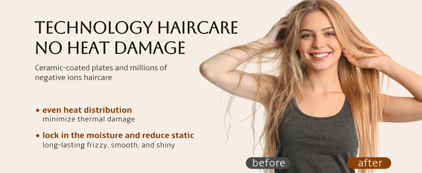 hairdryer brush;no heat damage;ceramic-coated;negative ions;brush blow dryer