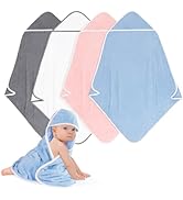 UNIMADE Hooded Towel for Newborns, 4 Pack Soft Coral Fleece Baby Bath Towels, Ultra Absorbent Bab...