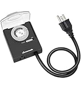 DEWENWILS 24-Hour Mechanical Light Timer with 2ft Long Cord, Waterproof Electrical Timer with Gro...